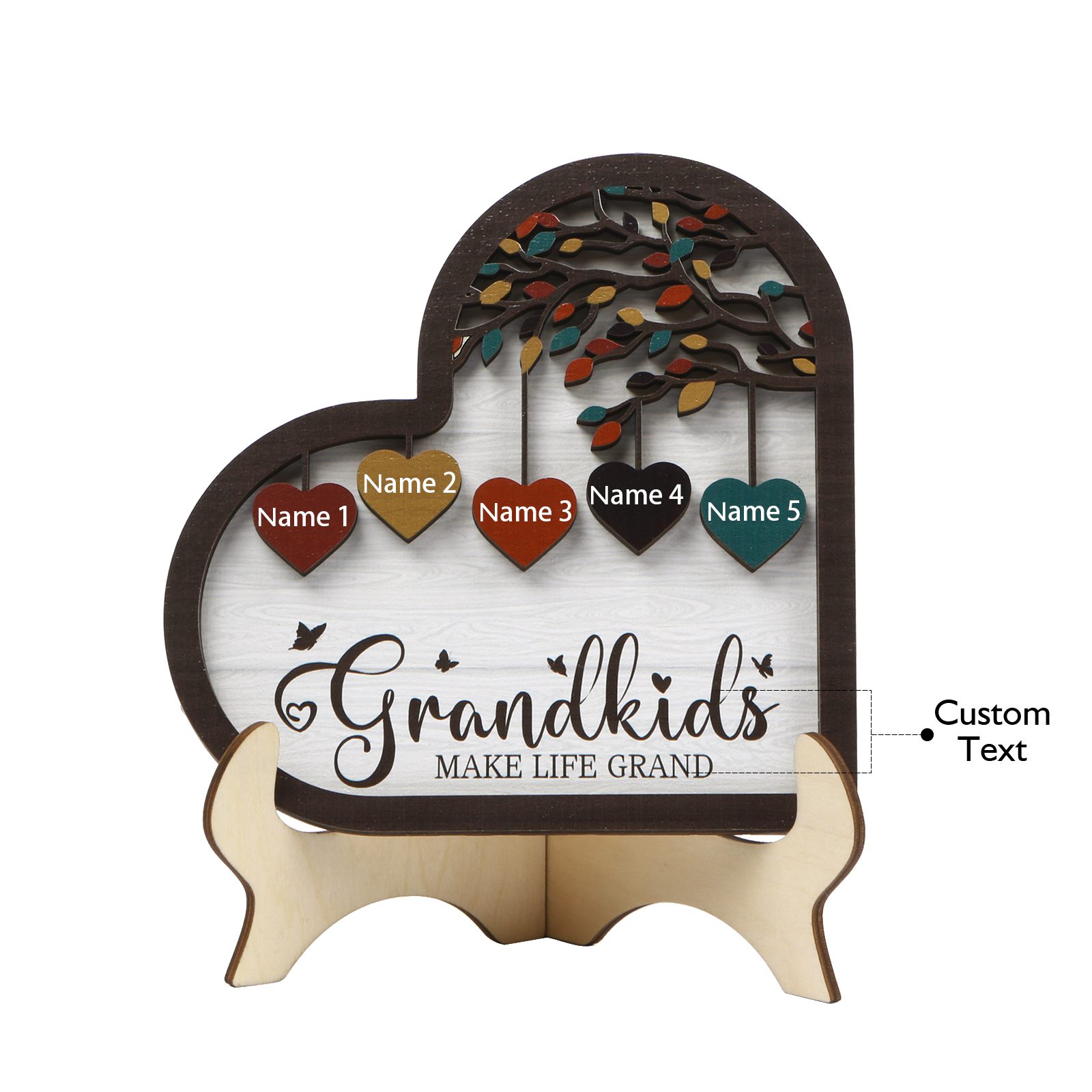 Personalised Heart Shaped Grandparents Plaque with Family Tree Design Custom 2-11 Names and Text-Jessemade AU