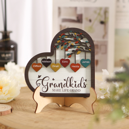 Personalised Heart Shaped Grandparents Plaque with Family Tree Design Custom 2-11 Names and Text-Jessemade AU
