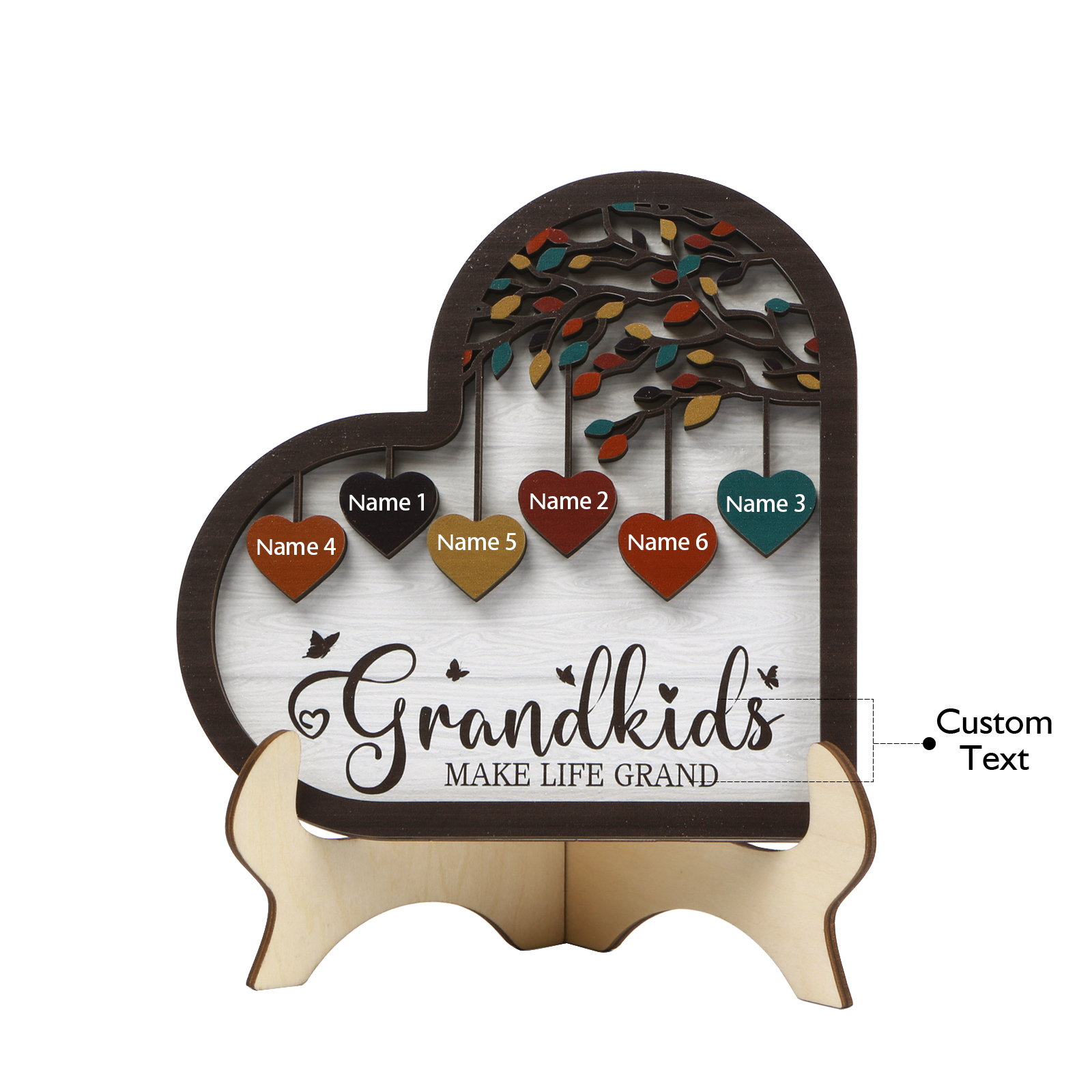 Personalised Heart Shaped Grandparents Plaque with Family Tree Design Custom 2-11 Names and Text-Jessemade AU