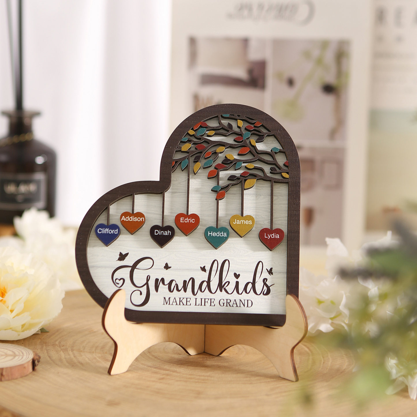 Personalised Heart Shaped Grandparents Plaque with Family Tree Design Custom 2-11 Names and Text-Jessemade AU