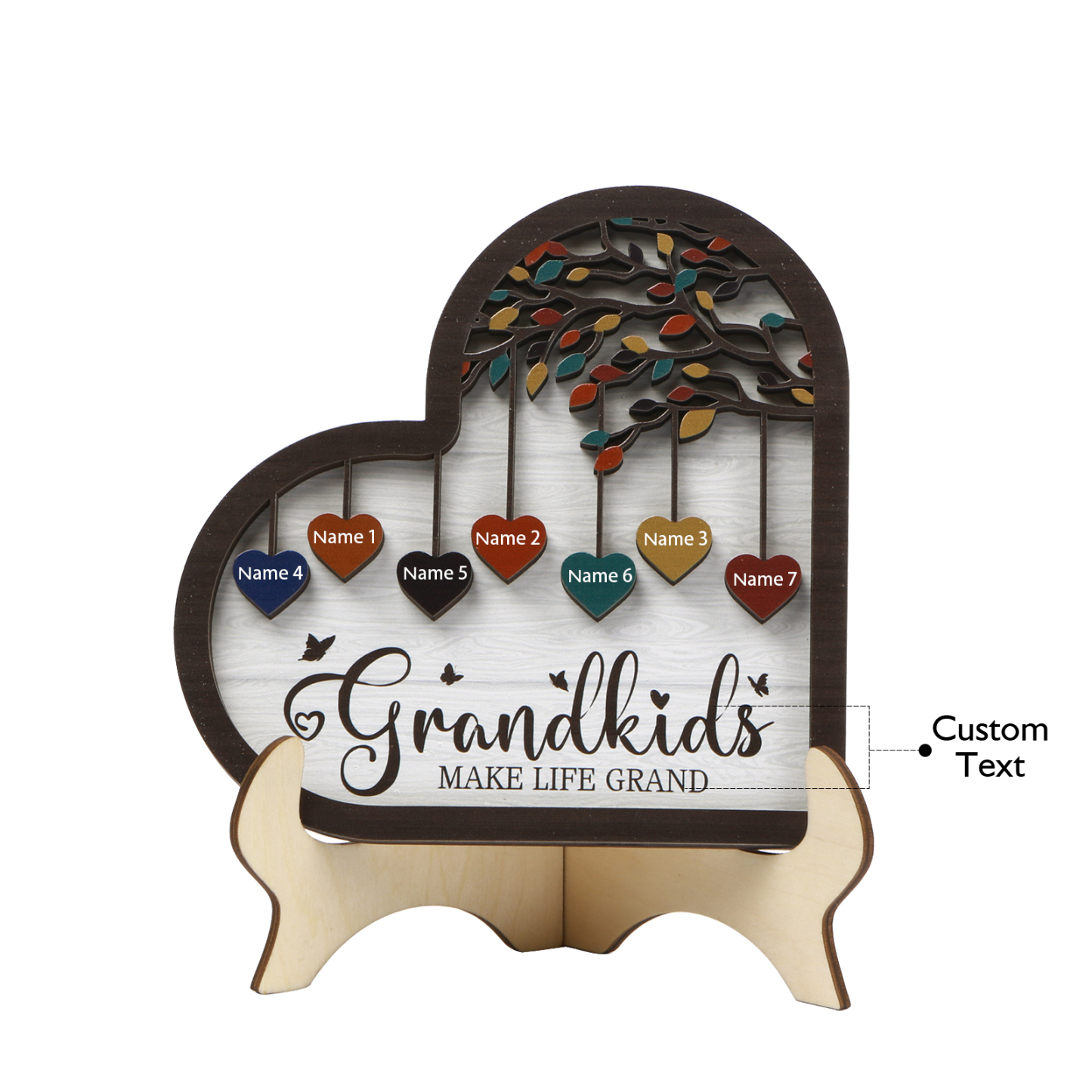 Personalised Heart Shaped Grandparents Plaque with Family Tree Design Custom 2-11 Names and Text-Jessemade AU