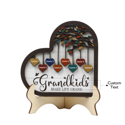 Personalised Heart Shaped Grandparents Plaque with Family Tree Design Custom 2-11 Names and Text-Jessemade AU