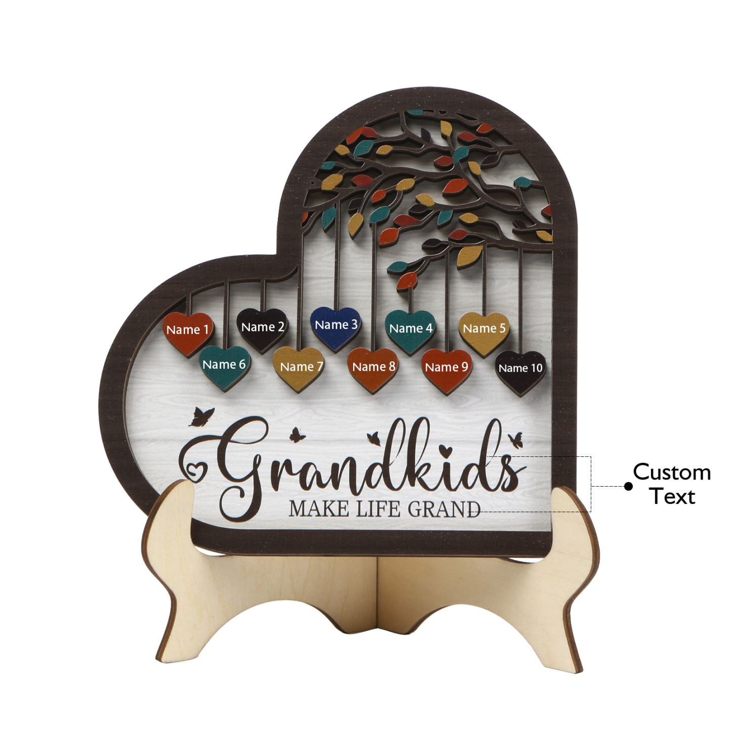 Personalised Heart Shaped Grandparents Plaque with Family Tree Design Custom 2-11 Names and Text-Jessemade AU