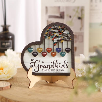 Personalised Heart Shaped Grandparents Plaque with Family Tree Design Custom 2-11 Names and Text-Jessemade AU