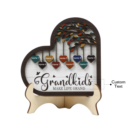 Personalised Heart Shaped Grandparents Plaque with Family Tree Design Custom 2-11 Names and Text-Jessemade AU
