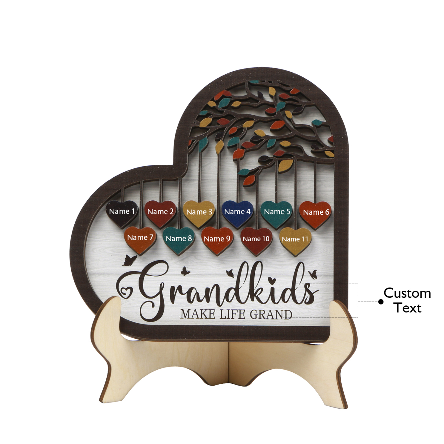 Personalised Heart Shaped Grandparents Plaque with Family Tree Design Custom 2-11 Names and Text-Jessemade AU