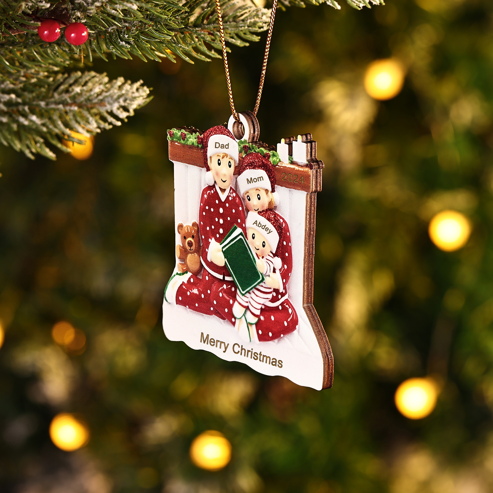 Personalized Christmas Pajama Ornament Custom 3 Names & Year Family Gift-Jessemade AU