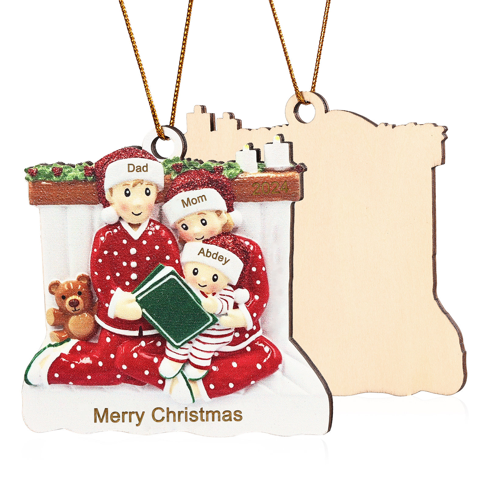 Personalized Christmas Pajama Ornament Custom 3 Names & Year Family Gift-Jessemade AU