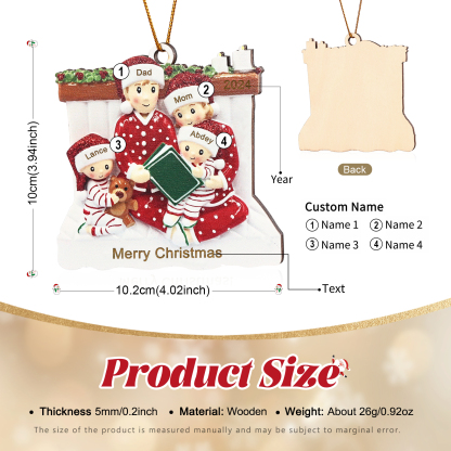 Personalized Christmas Pajama Ornament Custom 4 Names & Year Family Gift-Jessemade AU