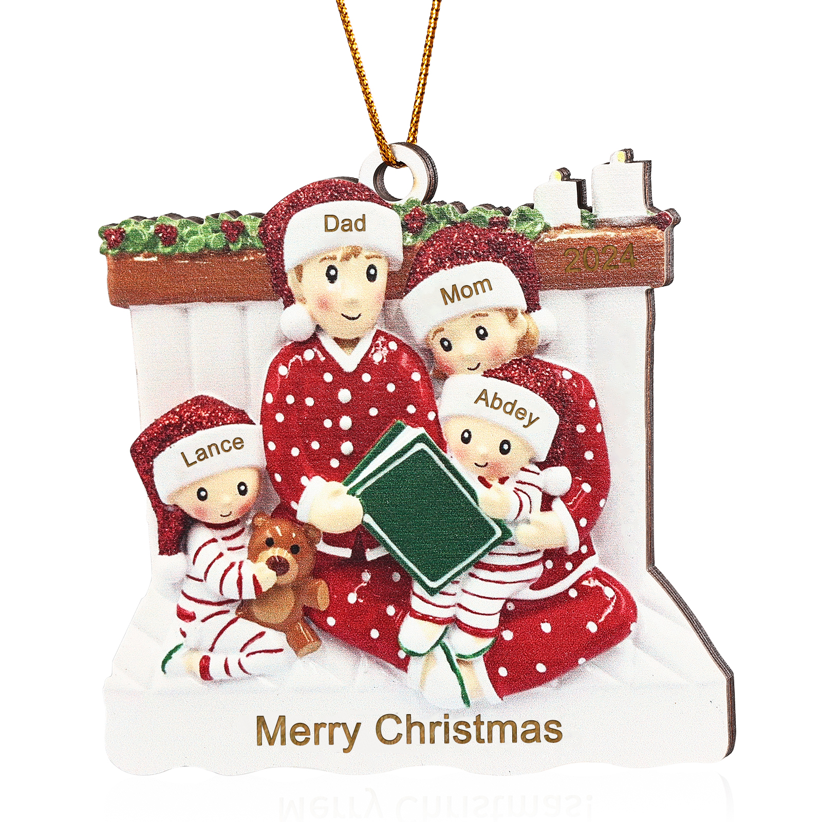 Personalized Christmas Pajama Ornament Custom 4 Names & Year Family Gift-Jessemade AU