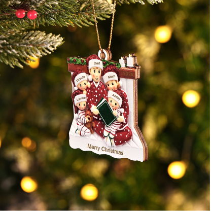 Personalized Christmas Pajama Ornament Custom 5 Names & Year Family Gift-Jessemade AU