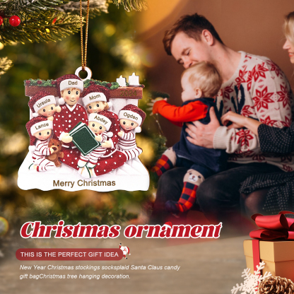Personalized Christmas Pajama Ornament Custom 6 Names & Year Family Gift-Jessemade AU