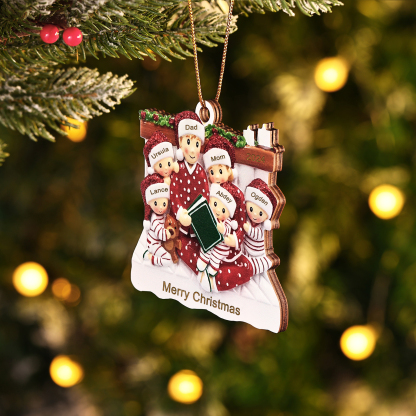 Personalized Christmas Pajama Ornament Custom 6 Names & Year Family Gift-Jessemade AU