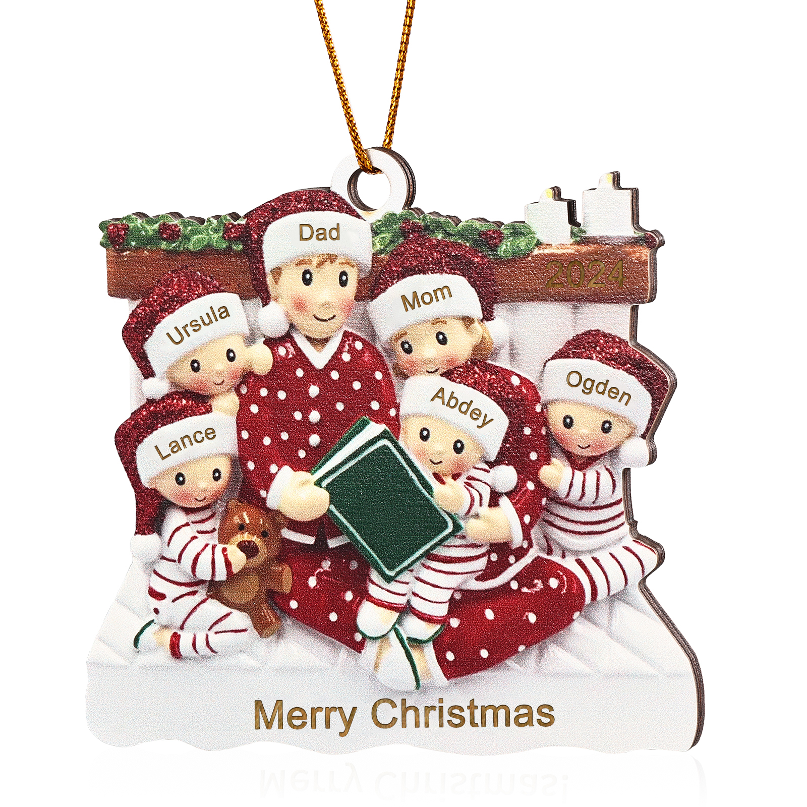 Personalized Christmas Pajama Ornament Custom 6 Names & Year Family Gift-Jessemade AU