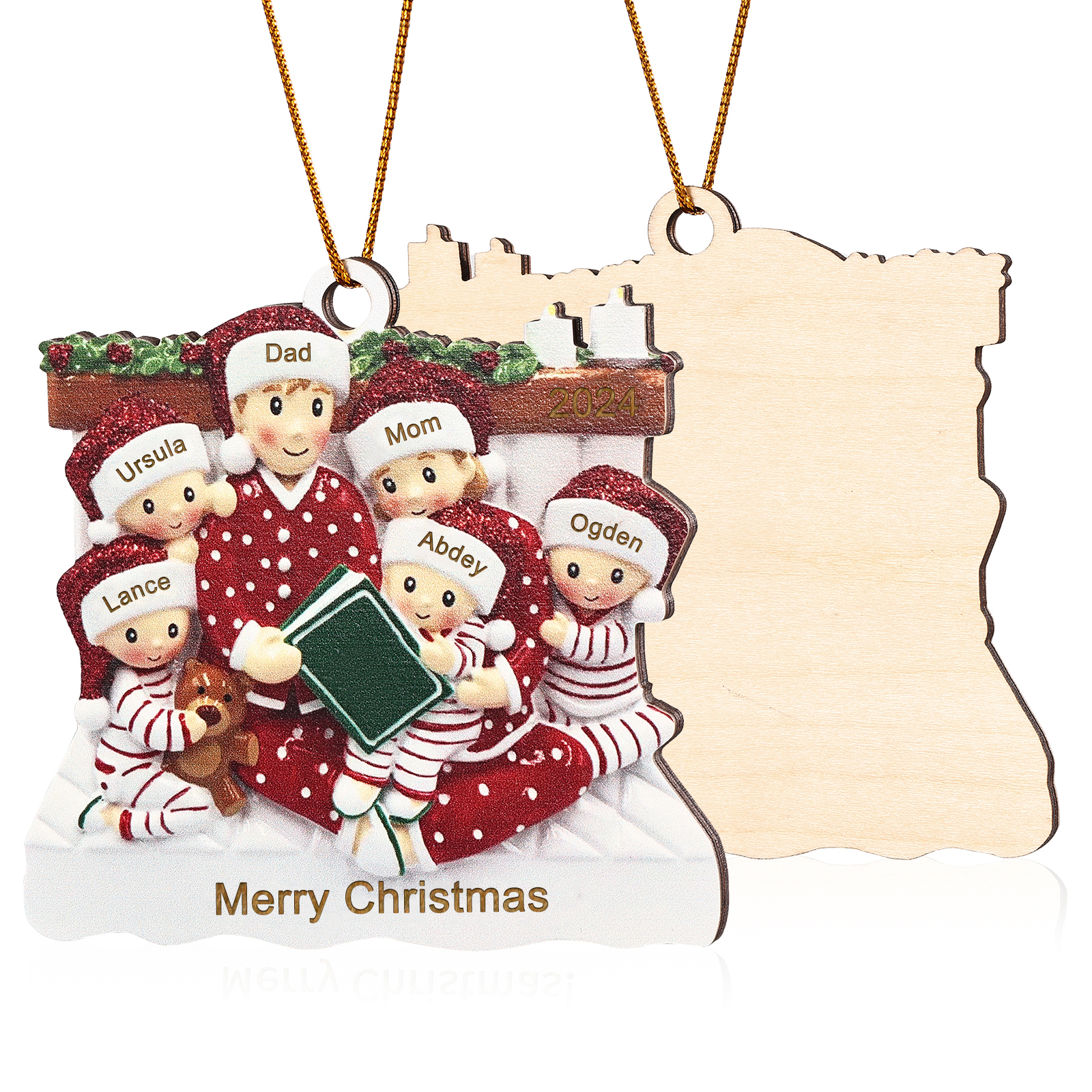 Personalized Christmas Pajama Ornament Custom 6 Names & Year Family Gift-Jessemade AU