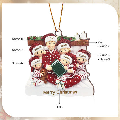 Personalized Christmas Pajama Ornament Custom 6 Names & Year Family Gift-Jessemade AU