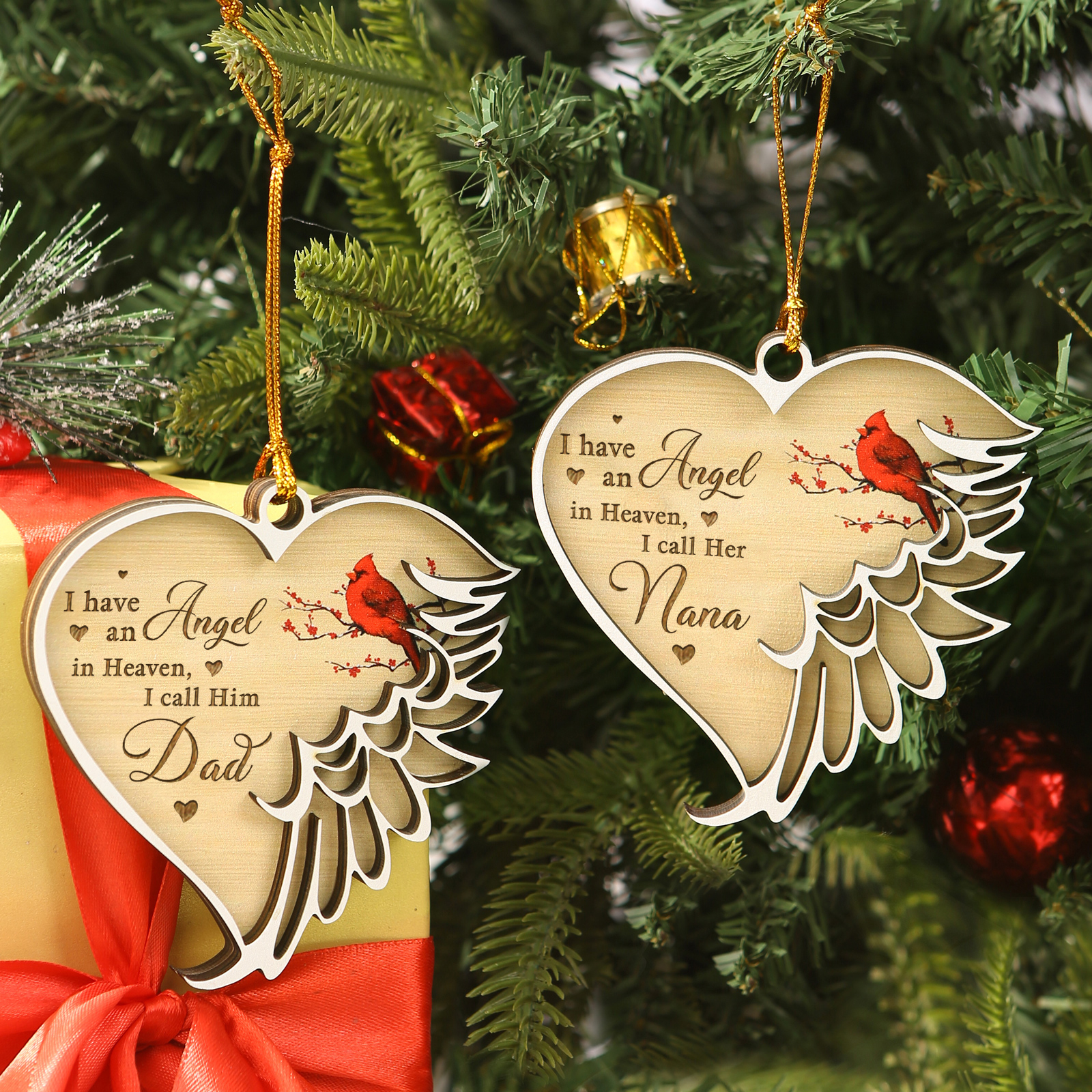 Personalised 1 Name Cardinal Memorial Ornaments Gifts for Loss of Loved One-Jessemade AU