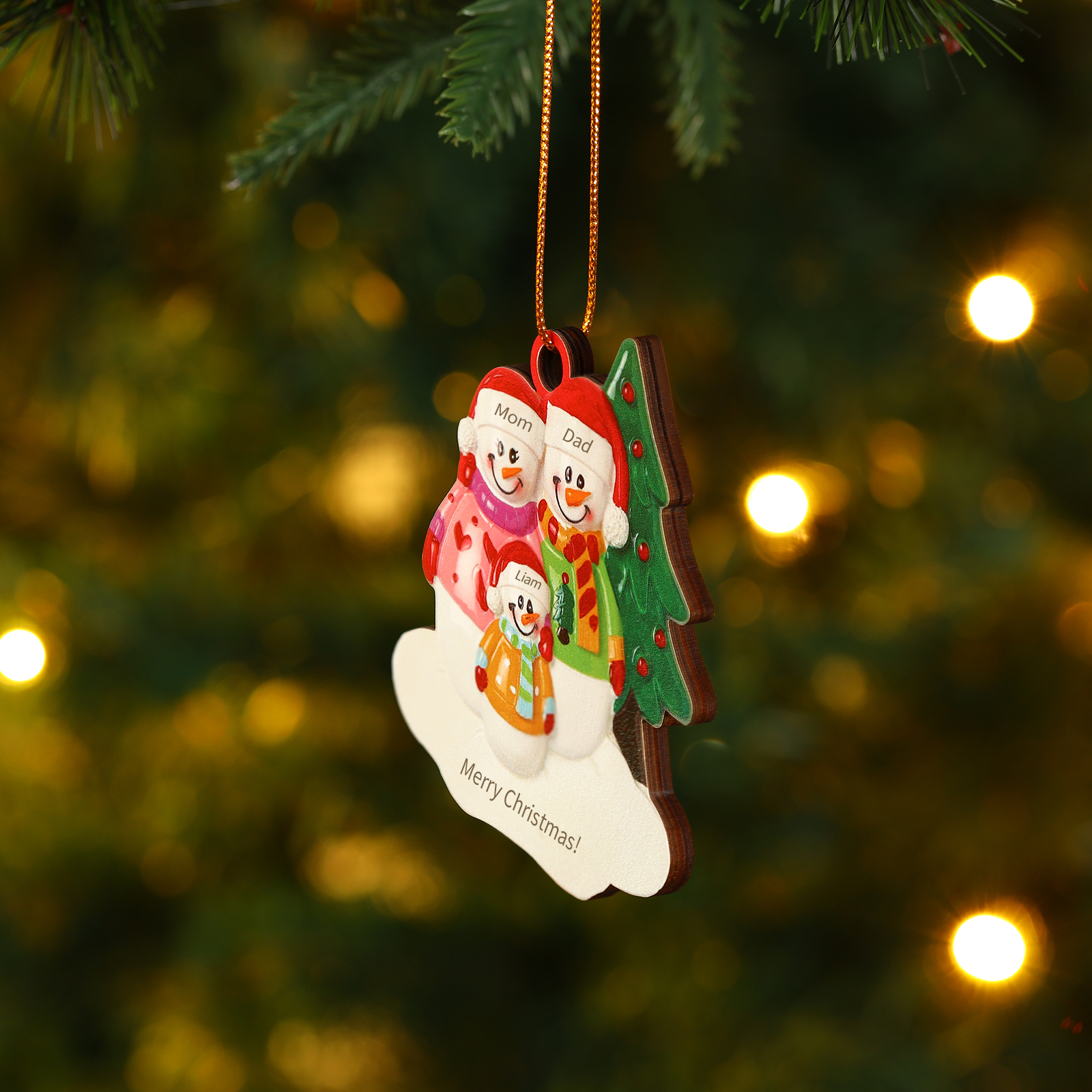 Custom Wooden Snowman Family Ornament with Personalised 3 Names Thoughtful Christmas Gift-Jessemade AU