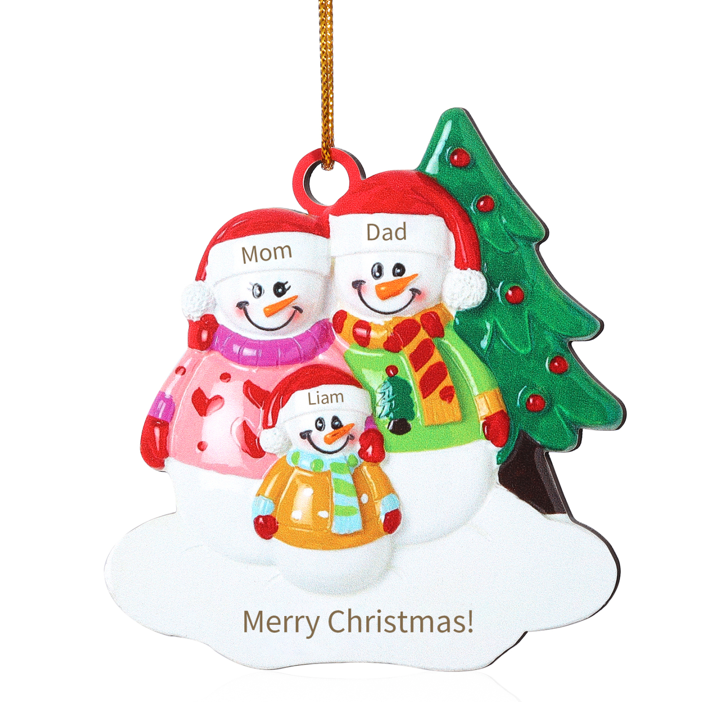 Custom Wooden Snowman Family Ornament with Personalised 3 Names Thoughtful Christmas Gift-Jessemade AU