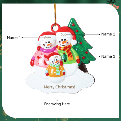 Custom Wooden Snowman Family Ornament with Personalised 3 Names Thoughtful Christmas Gift-Jessemade AU