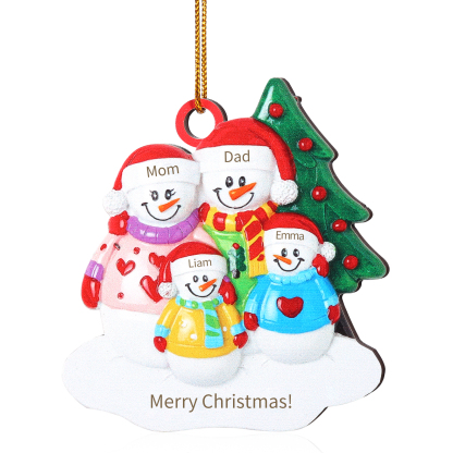 Custom Wooden Snowman Family Ornament with Personalised 4 Names Thoughtful Christmas Gift-Jessemade AU