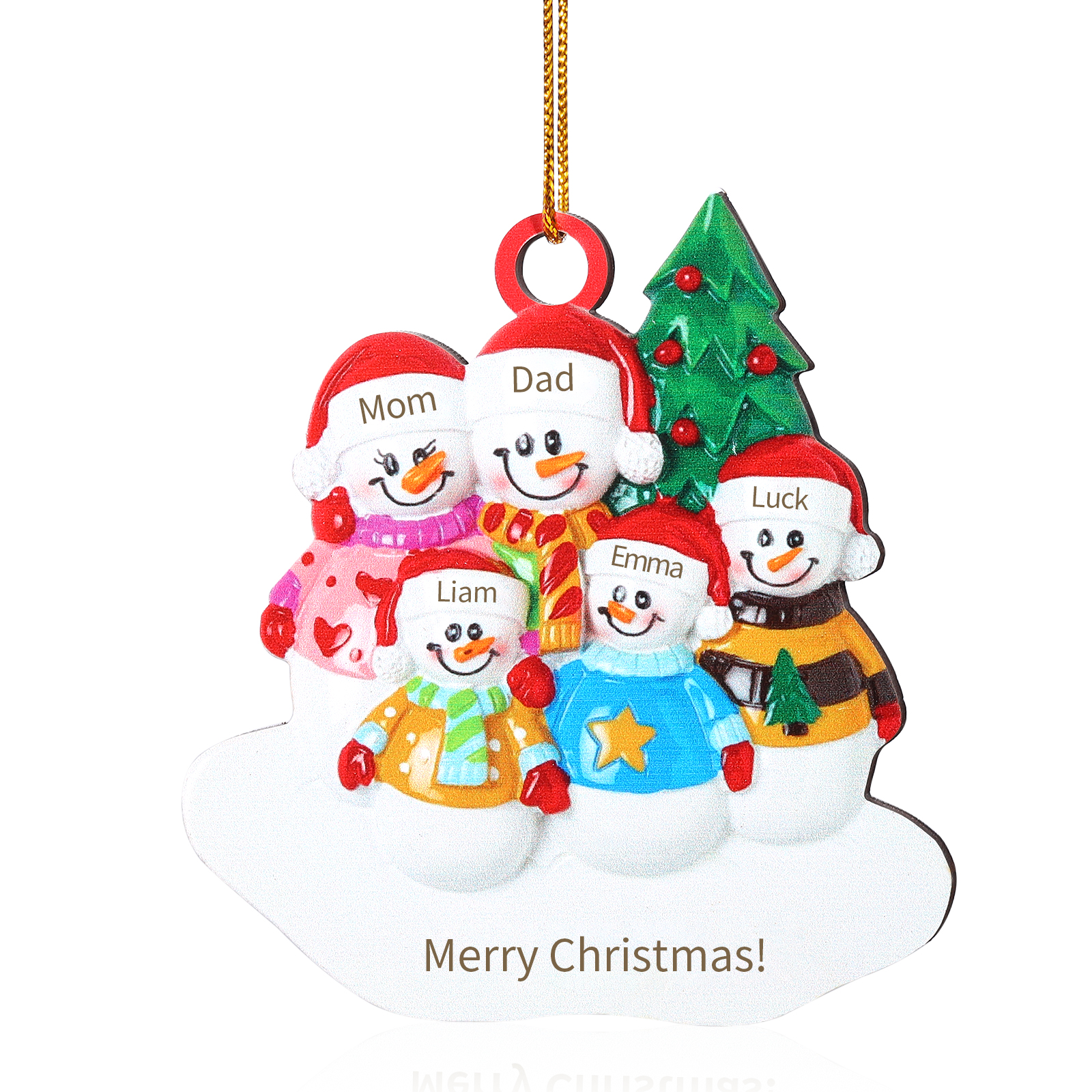 Custom Wooden Snowman Family Ornament with Personalised 5 Names Thoughtful Christmas Gift-Jessemade AU