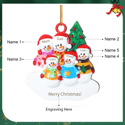 Custom Wooden Snowman Family Ornament with Personalised 5 Names Thoughtful Christmas Gift-Jessemade AU