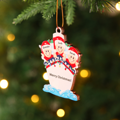 Personalised Nautical Family Hanging Ornament Custom 1 Text & 3 Names Wooden Christmas Gift for Family-Jessemade AU
