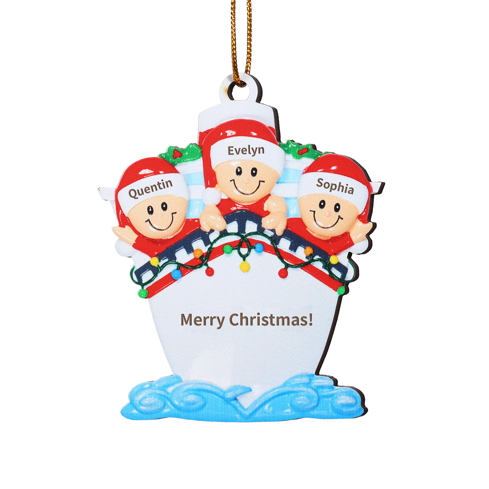 Personalised Nautical Family Hanging Ornament Custom 1 Text & 3 Names Wooden Christmas Gift for Family-Jessemade AU