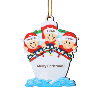 Personalised Nautical Family Hanging Ornament Custom 1 Text & 3 Names Wooden Christmas Gift for Family-Jessemade AU