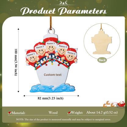 Personalised Nautical Family Hanging Ornament Custom 1 Text & 5 Names Wooden Christmas Gift for Family-Jessemade AU