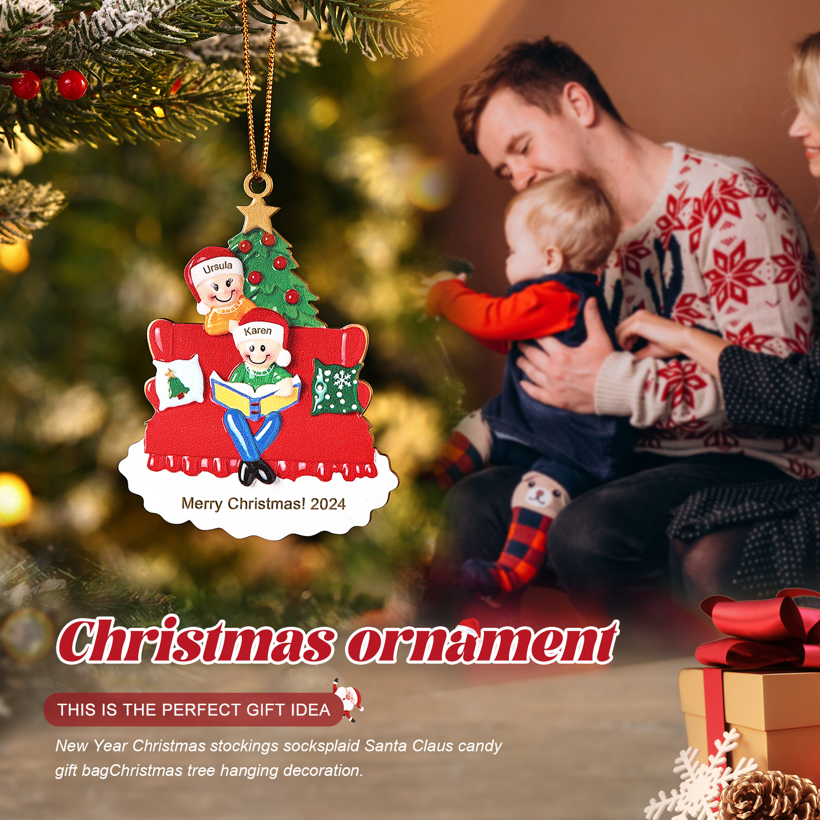 Personalised Christmas Ornament with 2 Names & Year A Heartwarming Gift for Family-Jessemade AU