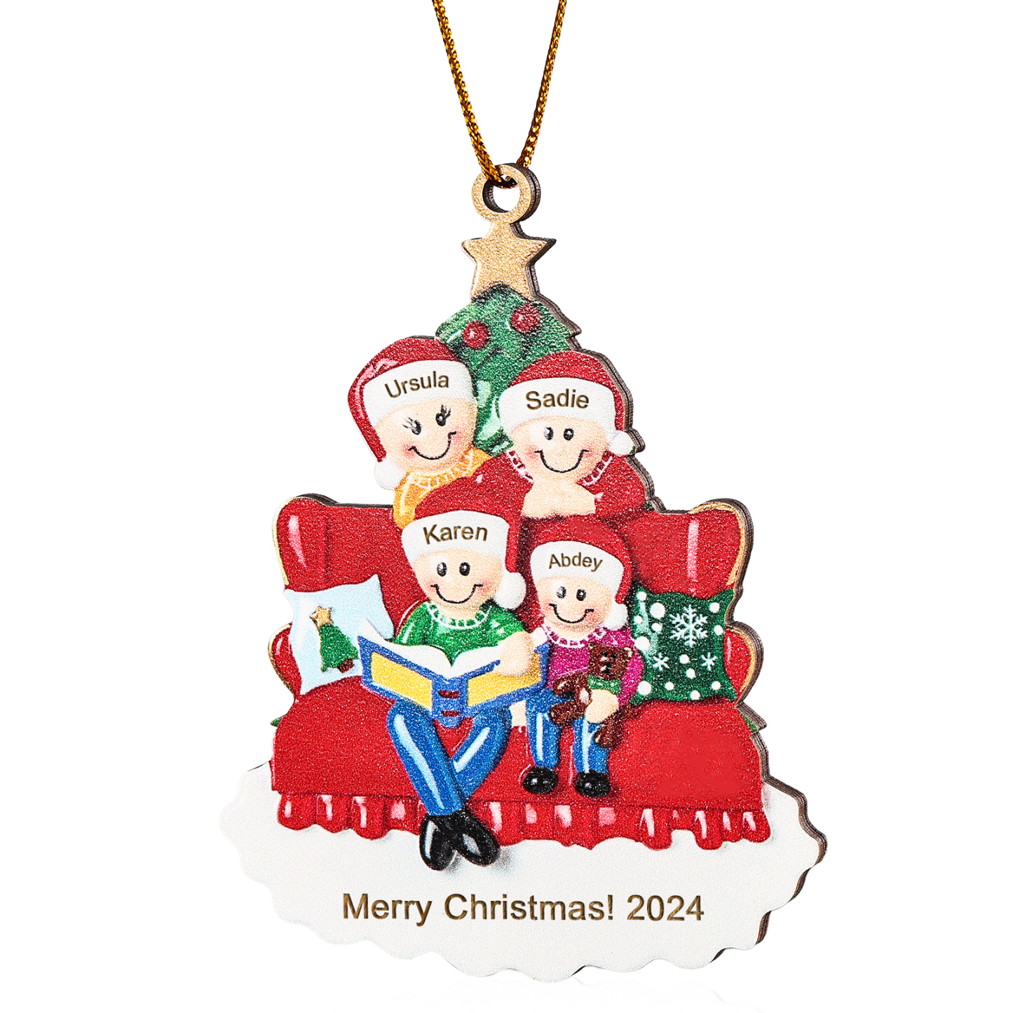 Personalised Christmas Ornament with 4 Names & Year A Heartwarming Gift for Family-Jessemade AU