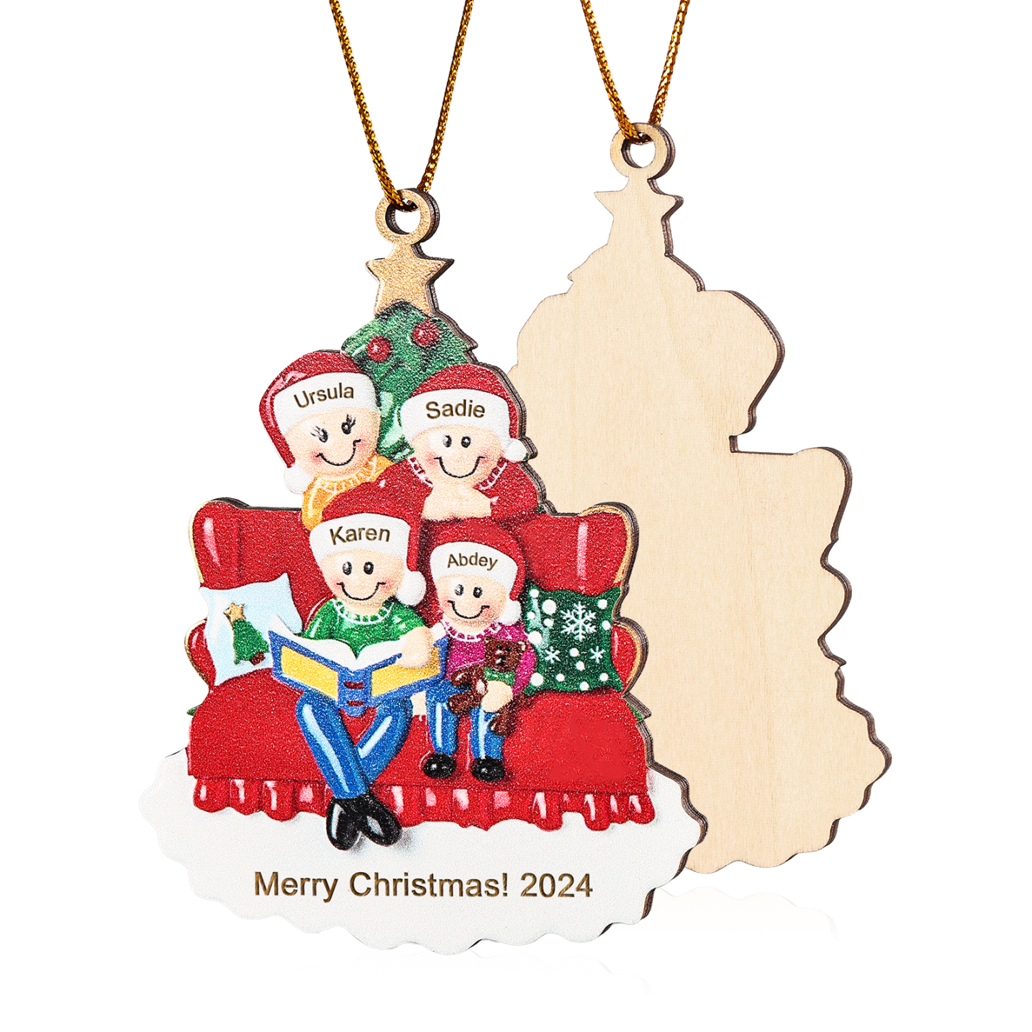 Personalised Christmas Ornament with 4 Names & Year A Heartwarming Gift for Family-Jessemade AU