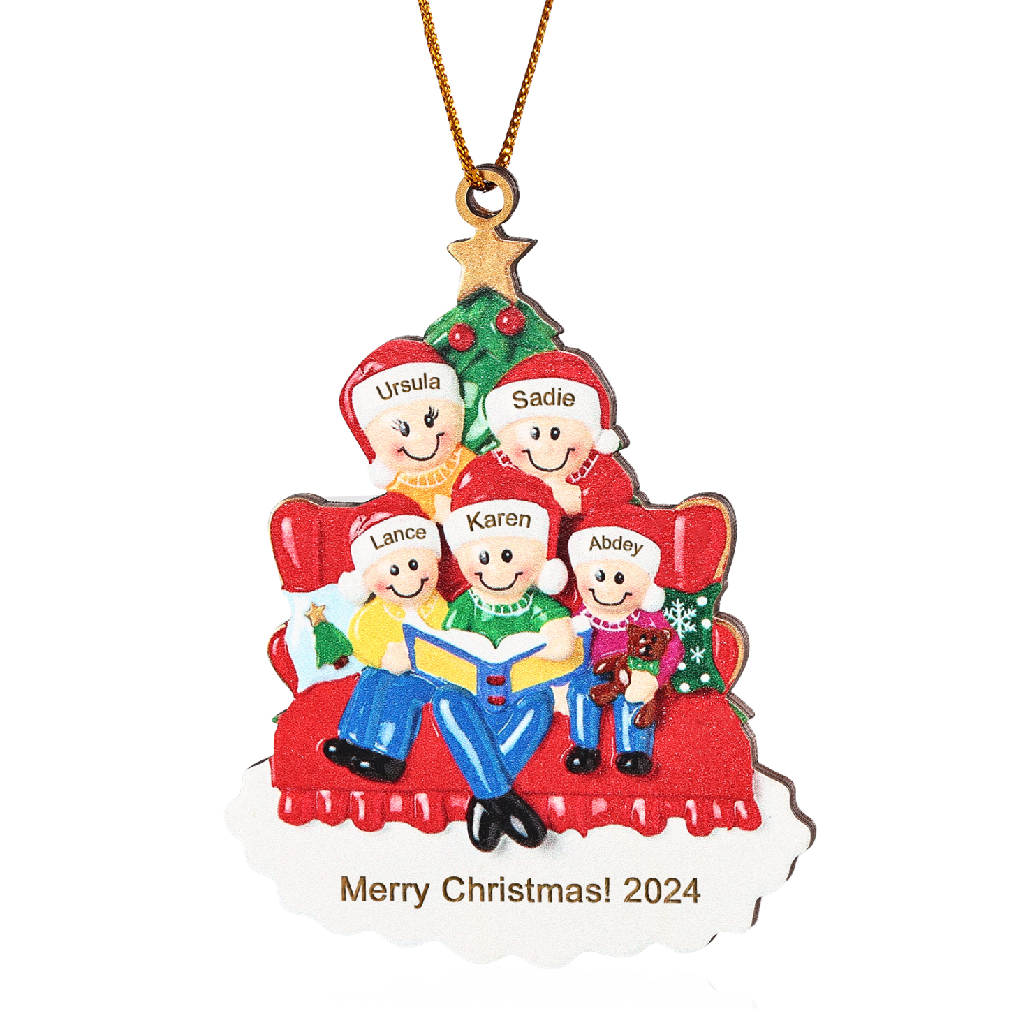 Personalised Christmas Ornament with 5 Names & Year A Heartwarming Gift for Family-Jessemade AU