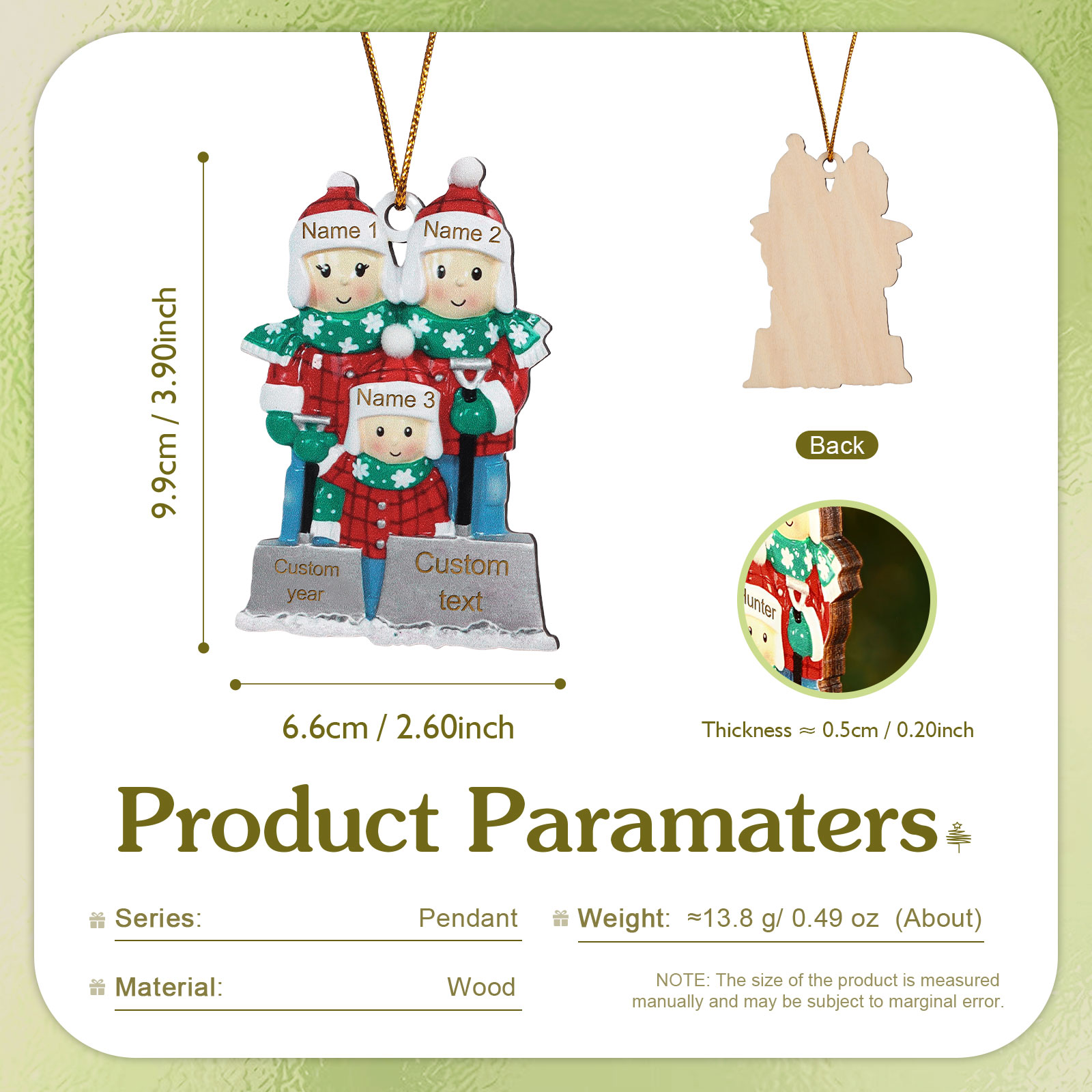 Personalised Snow Shoveling Christmas Ornament Custom Family Gift with 3 Names-Jessemade AU