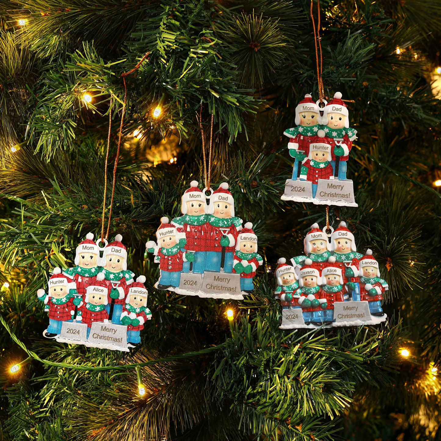 Personalised Snow Shoveling Christmas Ornament Custom Family Gift with 3 Names-Jessemade AU