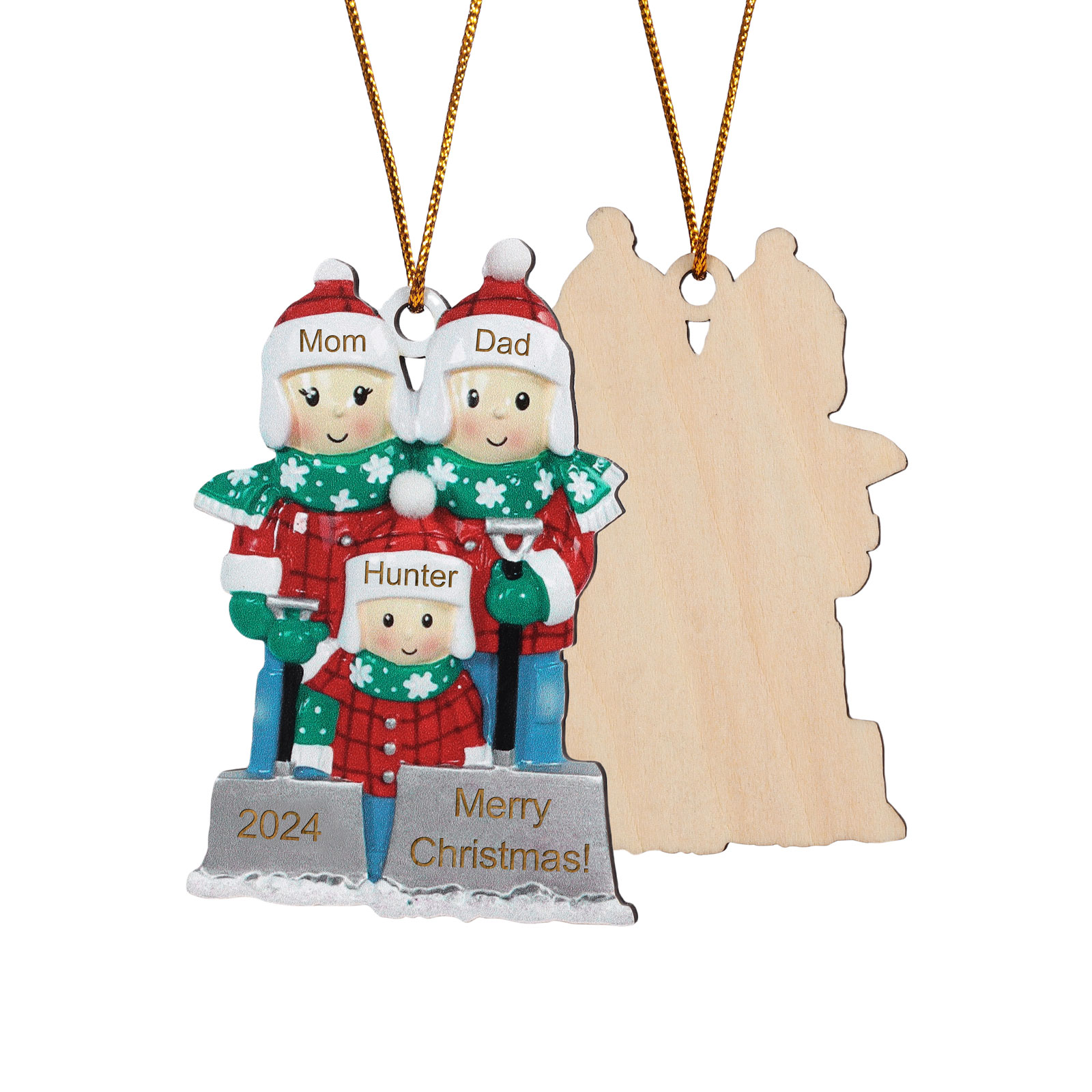Personalised Snow Shoveling Christmas Ornament Custom Family Gift with 3 Names-Jessemade AU