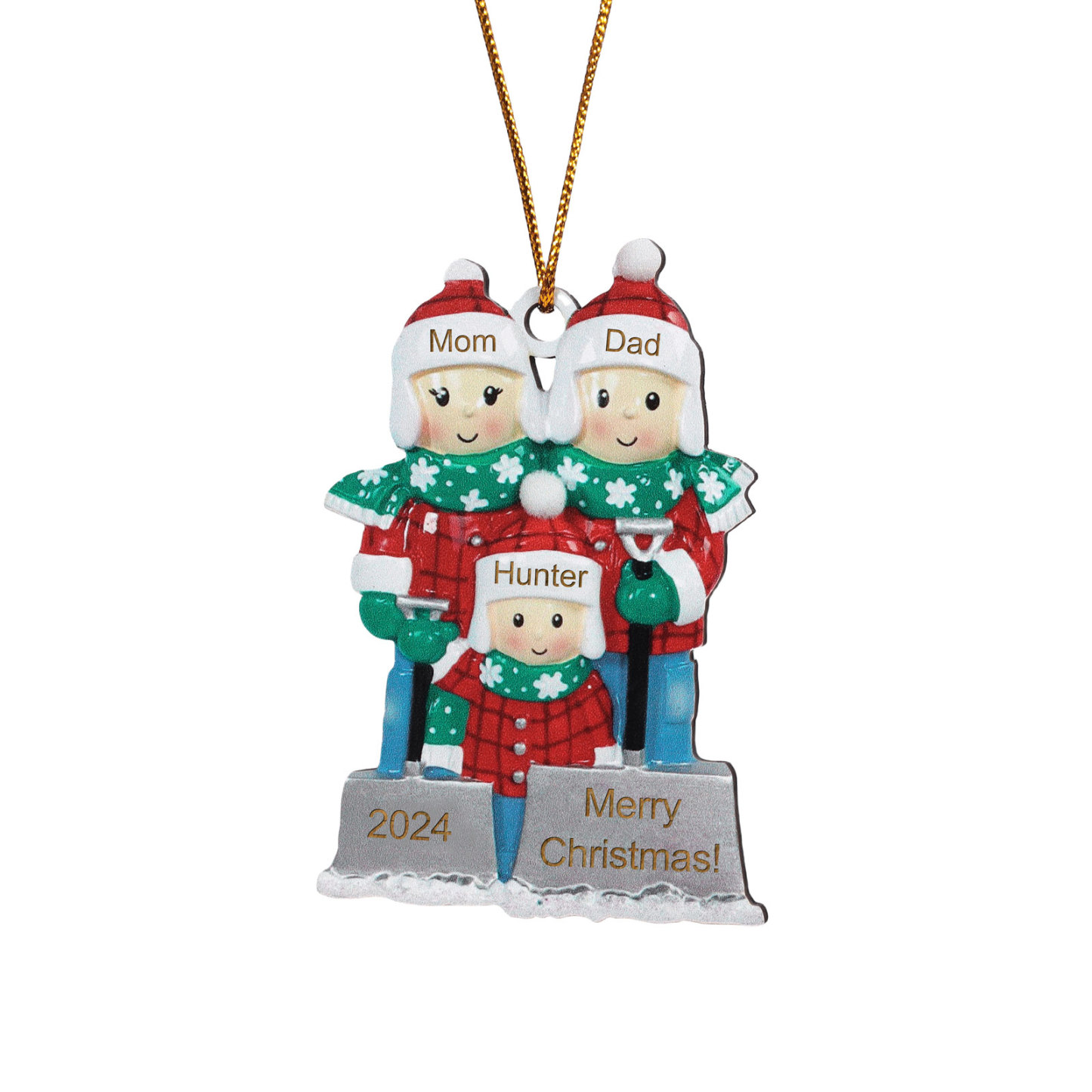 Personalised Snow Shoveling Christmas Ornament Custom Family Gift with 3 Names-Jessemade AU