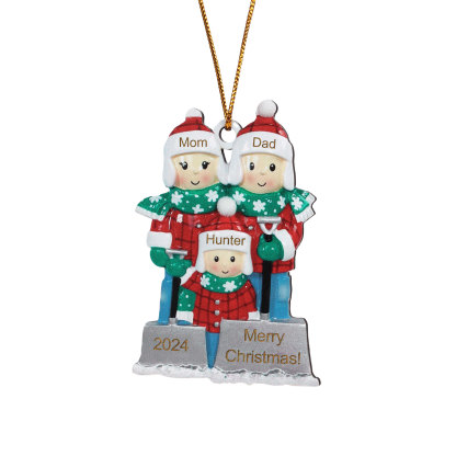 Personalised Snow Shoveling Christmas Ornament Custom Family Gift with 3 Names-Jessemade AU
