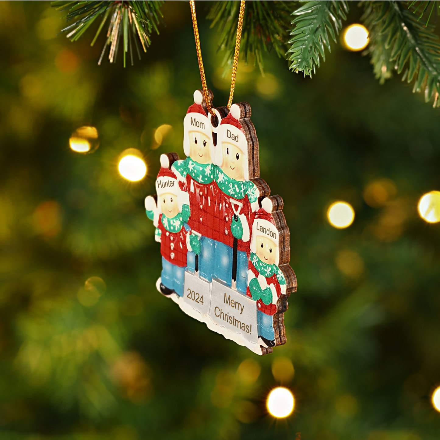 Personalised Snow Shoveling Christmas Ornament Custom Family Gift with 4 Names-Jessemade AU