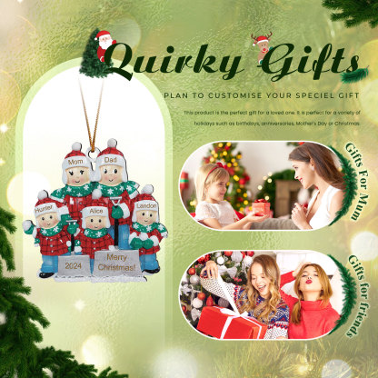 Personalised Snow Shoveling Christmas Ornament Custom Family Gift with 5 Names-Jessemade AU