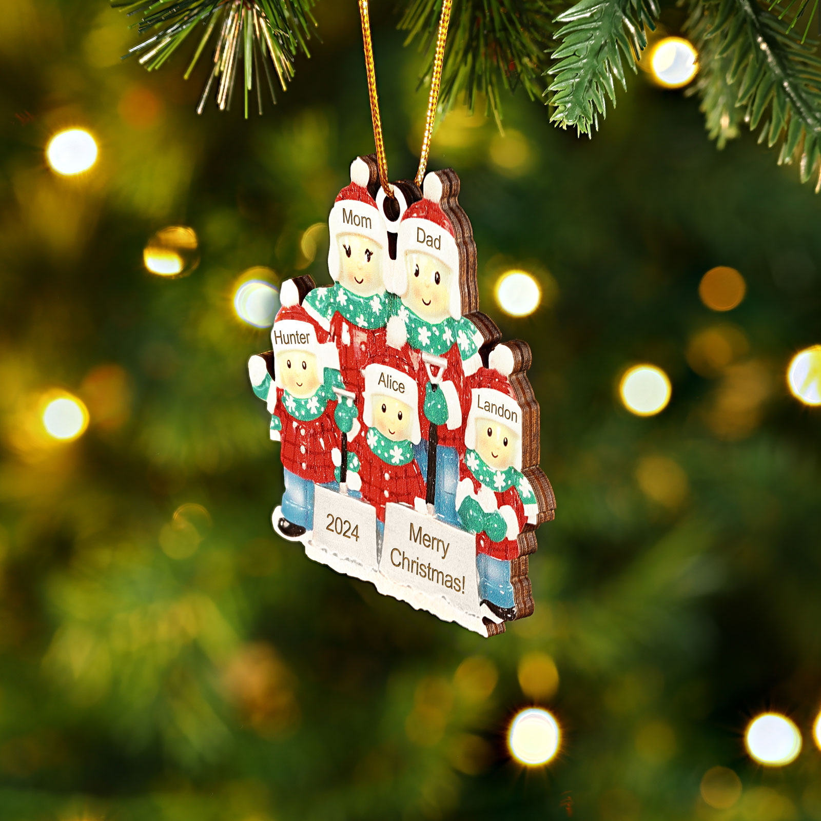 Personalised Snow Shoveling Christmas Ornament Custom Family Gift with 5 Names-Jessemade AU