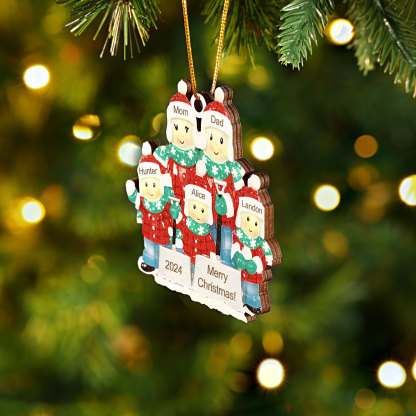 Personalised Snow Shoveling Christmas Ornament Custom Family Gift with 5 Names-Jessemade AU