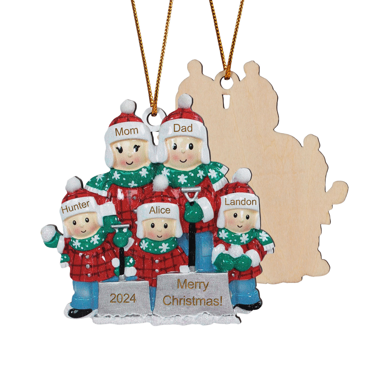 Personalised Snow Shoveling Christmas Ornament Custom Family Gift with 5 Names-Jessemade AU
