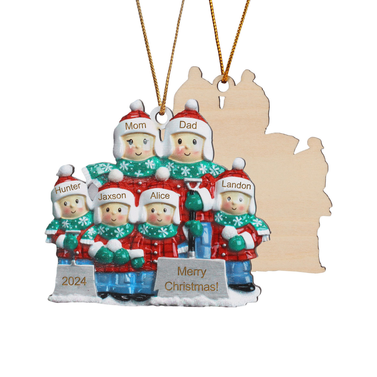 Personalised Snow Shoveling Christmas Ornament Custom Family Gift with 6 Names-Jessemade AU