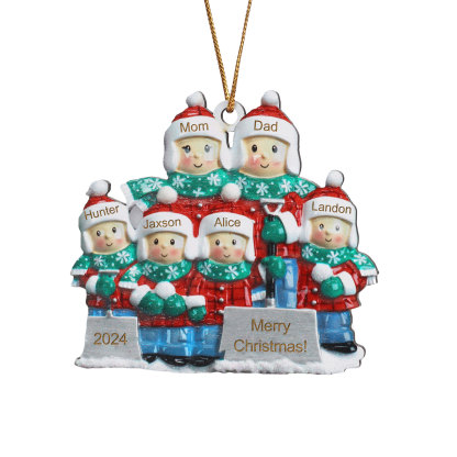 Personalised Snow Shoveling Christmas Ornament Custom Family Gift with 6 Names-Jessemade AU