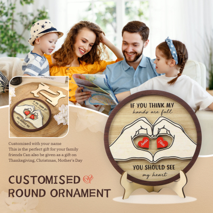 Personalised Wood Plaque with Stand Heart Sign Custom 2-5 Heart Names Family Gift for Home Decor-Jessemade AU