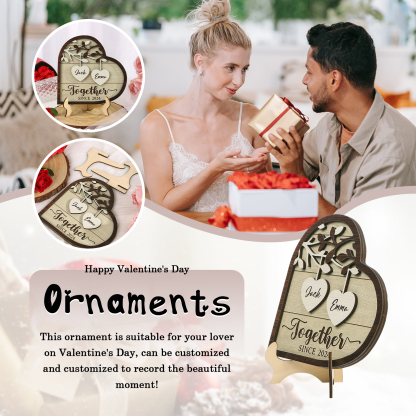 Together Since Family Tree Personalised Heart-Shaped Wooden Plaque with 2 Names & Year Perfect for Couples-Jessemade AU