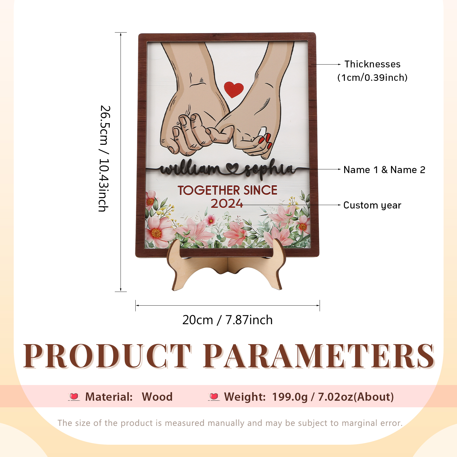 Together Since Personalised Pinky Promise Plaque with 2 Names & Custom Year A Symbol of Lasting Love-Jessemade AU